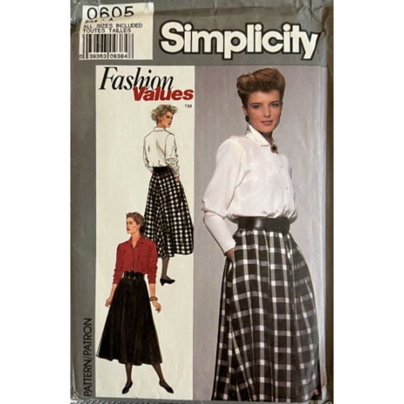 Vintage ©1989 Simplicity 0605 Full Shirt Dress Contrast Top - Picture 1 of 2